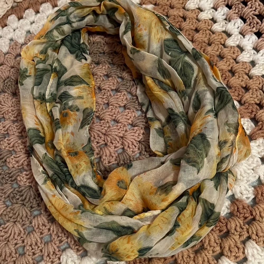 Sunflower Print Infinity Scarf • Lightweight
